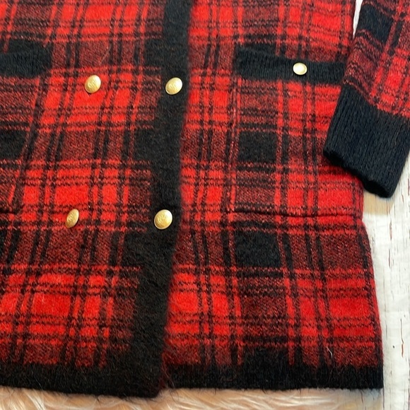 NWT Zara Black Red Buffalo Check Plaid Button Blazer Sweater Dress - Picture 8 of 11